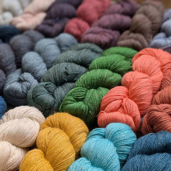 linen yarn of different colours laid next to each other