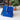 Hide & Hammer | #08 Project Bag | Stylish Storage on the Go, Color: Electric Blue + Electric Blue Straps, Roll-top canvas & leather knitting bag with pockets & handle. Knit on the go with adjustable storage, removable straps, and handcrafted UK quality.,
