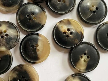 20mm Dark Natural Horn Buttons (L1), 4-hole rim design, 5582, ideal for sewing and crafting projects, dark natural color, size 20mm