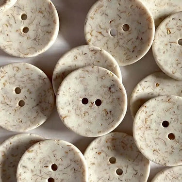 22mm off-white buttons with textured flecked surface (E1) - Knit With Me