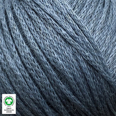 Løvetand by CaMaRose organic linen yarn close-up, perfect for summer knitwear and crochet projects, certified organic.