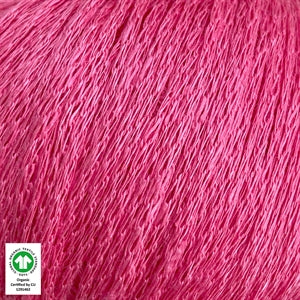 Løvetand by CaMaRose organic linen chainette yarn in vibrant pink, ideal for summer knitwear like tops, tees, dresses, and beach bags.