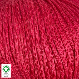Løvetand by CaMaRose organic linen chainette yarn in vibrant red, ideal for summer knitwear like tops and dresses.