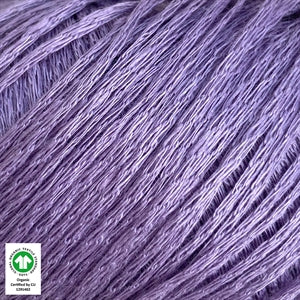 Løvetand by CaMaRose, 100% organic linen chainette yarn in purple, ideal for summer knitwear and crochet bags.