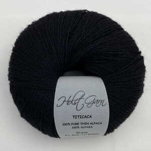 Holst Garn | Titicaca Yarn | Lace Weight Alpaca Wool, Colour: Black, Soft lace weight alpaca yarn—Titicaca is perfect for shawls, baby knits or as a carry-along. Ideal knitting wool UK with stunning colour range., Knit With Me