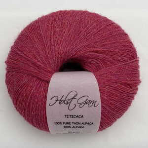 Holst Garn | Titicaca Yarn | Lace Weight Alpaca Wool, Colour: Camelia, Soft lace weight alpaca yarn—Titicaca is perfect for shawls, baby knits or as a carry-along. Ideal knitting wool UK with stunning colour range., Knit With Me