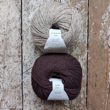 Wolfie Hat Kit | Colourwork Knitting Kit, Colour: Classic Kit 1 - Fusian/Poivre Blanc, Knitted hat kit, includes Ulysse Merino yarn and knitting pattern. A great knitting kit if you want to make your own wooly hat, a knitting hat kit at its best. , Knit W