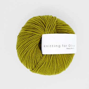 Ball of Knitting for Olive Heavy Merino yarn in green shade, made from 100% natural Merino wool.