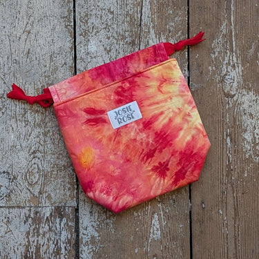 Ice Dyed Project Knitting Bag - Small with unique design, cotton fabric, and ring tab for stitch markers by Jose Rose