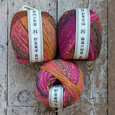 Noro | Ito | Colour Changing Yarn Barrels, colour: Zakuro 84, Ito is a slubby, worsted weight yarn. 100% wool yarn wound into BIG 200 gram barrels. Ito from Noro will never stop pleasing with this colour changing yarn., Knit With Me