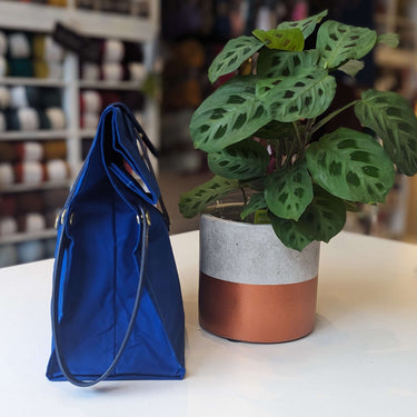 Hide & Hammer | Large 03 Project Bag | Premium Knitting Bag , Color: Tartan + Black Straps, This canvas and leather knitting bag perfectly combines form and function. Its internal pockets are great for a sweater but not so bulky that you lose a shawl., Kn