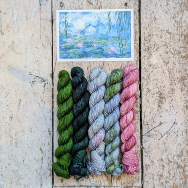 Hand-Dyed Monet Mini Skeins – Perfect for Knitting Gifts, Color: Waterlilies, Celebrate art with Monet-inspired mini skeins! Ainsworth & Prin’s hand-dyed merino yarn is perfect for knitting socks, mittens, and accessories., Knit With Me
