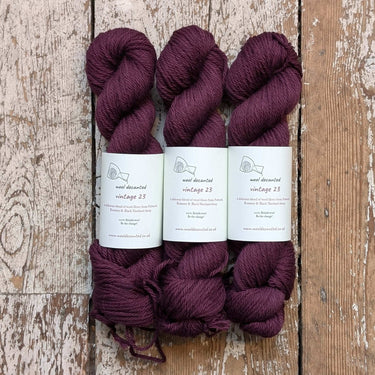 Wool Decanted | Vintage 23 DK | Soft British Wool Yarn, colour: Claret, Vintage 23 DK is soft British wool yarn with Polwarth, Romney & Shetland. Ideal knitting wool UK for colourwork, texture & next-to-skin wear, Knit With Me