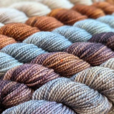 Hand-Dyed Monet Mini Skeins – Perfect for Knitting Gifts, Color: Sunset on the Sein, Celebrate art with Monet-inspired mini skeins! Ainsworth & Prin’s hand-dyed merino yarn is perfect for knitting socks, mittens, and accessories., Knit With Me