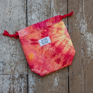 Ice Dyed Project Knitting Bag - Small with unique design, cotton fabric, and ring tab for stitch markers by Jose Rose