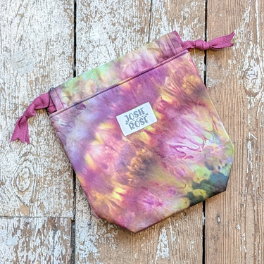 Ice Dyed Project Knitting Bag - Small with unique pattern and Josie Rose label, perfect for crafts. Enhances craft project storage.