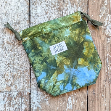 Ice Dyed Project Knitting Bag - Small with unique Josie Rose design and cotton fabric.