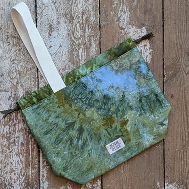 Ice Dyed Project Bags - Large with unique cotton design, featuring a white handle, ideal for crafts and organization.