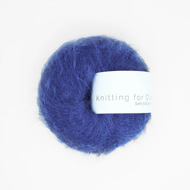Knitting For Olive Soft Silk Mohair yarn in deep blue color, luxurious blend of Kid Mohair and Mulberry silk, perfect for knitting projects.