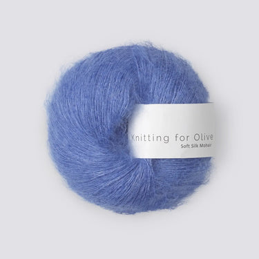 Knitting for Olive Soft Silk Mohair yarn in blue, luxurious Kid Mohair and Mulberry silk blend for knitting projects.