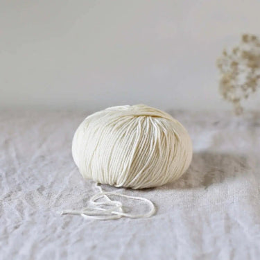 De Rerum Natura | Albertine Yarn | 4 Ply Merino Silk, Color: Creme, Luxurious 4 ply merino silk yarn—Albertine is soft, drapey & perfect knitting wool UK for lace, baby knits & garments worn next to skin, Knit With Me