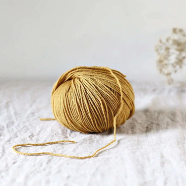 De Rerum Natura | Albertine Yarn | 4 Ply Merino Silk, Color: Ocre, Luxurious 4 ply merino silk yarn—Albertine is soft, drapey & perfect knitting wool UK for lace, baby knits & garments worn next to skin, Knit With Me