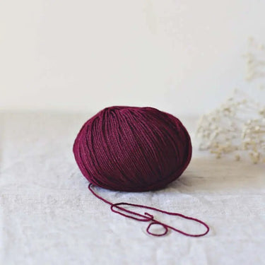 De Rerum Natura | Albertine Yarn | 4 Ply Merino Silk, Color: Prune, Luxurious 4 ply merino silk yarn—Albertine is soft, drapey & perfect knitting wool UK for lace, baby knits & garments worn next to skin, Knit With Me