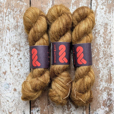 Lace Silk Mohair hand dyed kid mohair yarn in golden brown shades by Ainsworth & Prin.