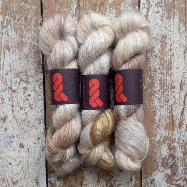 A&P Lace Silk Mohair yarn in soft, fluffy, hand dyed kid mohair blend. Perfect for adding softness and halo to projects.