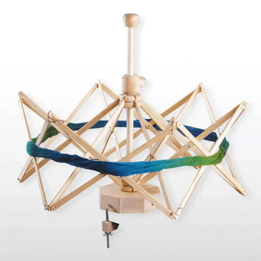 Ashford Umbrella Swift, , Why not pair you Ashford Ball Winder with the gorgeous Ashford Umbrella Swift. Our swift clamps to your table and is easily adjusted to hold a wide range of skein sizes ready for winding into balls. This swift has a smooth and qu