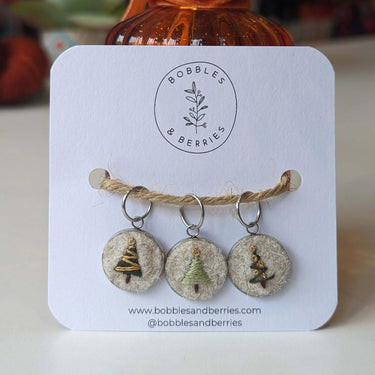 Bobbles & Berries | Stitch Marker Set | Hand-Embroidered Art, Style: Cherry Blossom, Discover Bobbles & Berries hand-embroidered stitch markers, inspired by Scottish nature. Lightweight, smooth, and perfect for mindful, snag-free knitting., Knit With Me