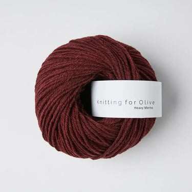 Knitting for Olive Heavy Merino 100% natural merino wool yarn in rich burgundy color from New Zealand, non-mulesed source.