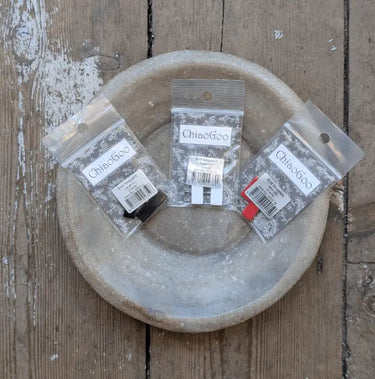 ChiaoGoo End Stoppers, pack of 2, for interchangeable knitting cables; perfect for traveling or switching projects.