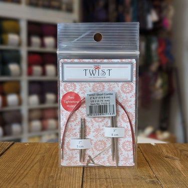 ChiaoGoo | TWIST Short Combo | Flexible Short Circulars, Needle Size: 1.5mm, Create 9"–12" circulars with ChiaoGoo TWIST Short Combo sets. Includes 2" & 3" tips plus cables—ideal for sleeves, hats, and close-knit projects., Knit With Me