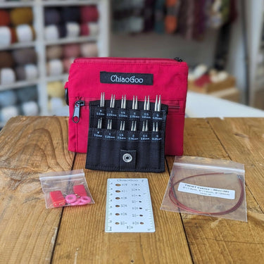 ChiaoGoo | Twist Shortie Sets | Compact Interchangeable Tips, Set Size: Mini, ChiaoGoo Twist Shortie Sets in Mini, Small & Large offer ultra-portable interchangeable tips, cables & tools in a pocket pouch—perfect for knitting on the go, Knit With Me
