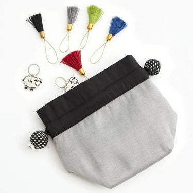 Lantern Moon | Stitch Marker Pouch | Elegant Silk Storage, Color: Cloud, Keep your notions safe in style with Lantern Moon's silk-blend pouches. Ideal for stitch markers and tools with a secure drawstring. Available in 4 colours., Knit With Me