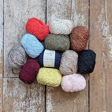 Gepard CottonWaves Balls of yarn on a floor in Knit With Me yarn shop