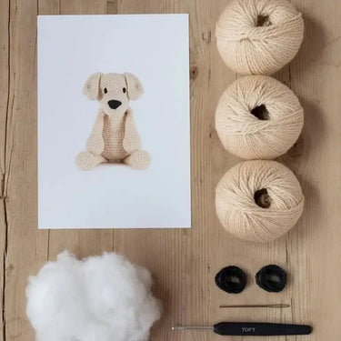 TOFT | Eleanor Labrador Kit | Beginner Crochet Dog, , Make your own labrador with this beginner crochet kit! Includes UK-spun wool & tools. A top gift for dog lovers using quality knitting wool UK, Knit With Me