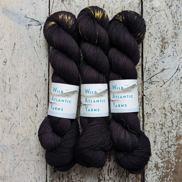 Wild Atlantic| Emer | Organic Merino Wool, Colour: Blackbird, Emer is a beautifully squishable organic merino wool. This fine base is wonderfully soft, making it the perfect match for next to skin garments and accessories. 4-ply/fingering weight 100g/400m