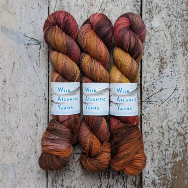 Wild Atlantic| Emer | Organic Merino Wool, Colour: Falling Leaves Of Autumn, Emer is a beautifully squishable organic merino wool. This fine base is wonderfully soft, making it the perfect match for next to skin garments and accessories. 4-ply/fingering w