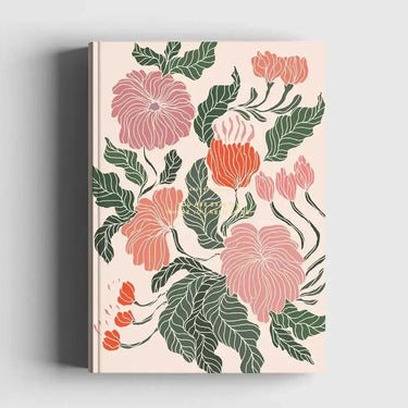 Flower Notebook with peach blossom illustration on a cream cover.