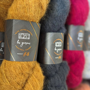 Fluff by Walcot x Les Garçons | Alpaca, Merino & Yak Blend, Color: Amethyst, Discover Fluff yarn by Walcot Yarns & Les Garçons – a luxurious brushed blend of baby alpaca, merino, silk, and yak. Soft, sport weight yarn., Knit With Me