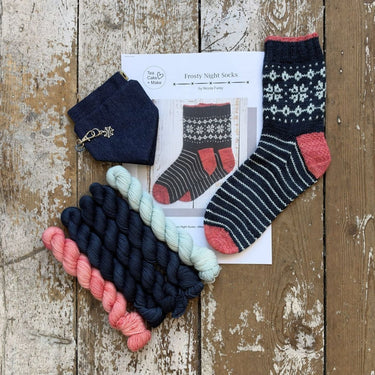 Frosty Night Sock Kit | Tea Cake + Make and Ainsworth & Prin in option at Knit With Me yarn shop