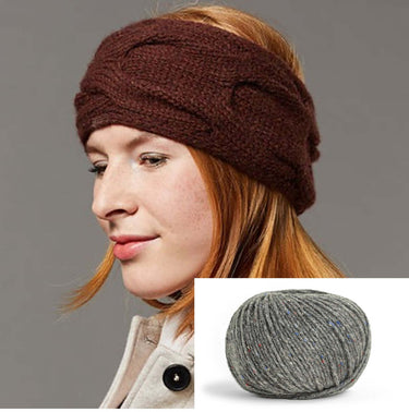 Ilma Kit with Lamana Como Grande, Color: 28T Slate Grey, This ear warmer, by the designers at Lamana, is just gorgeous! It is a super quick knit, so a great quick knit gift, or perfect if in need of a finished object quick hit! It's knitted back and forth