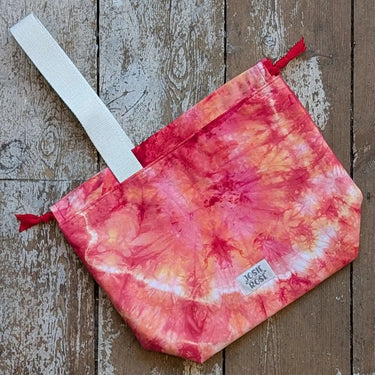 Ice dyed large Craft Project Bag with unique design and interior pockets, ideal for organizing craft supplies.