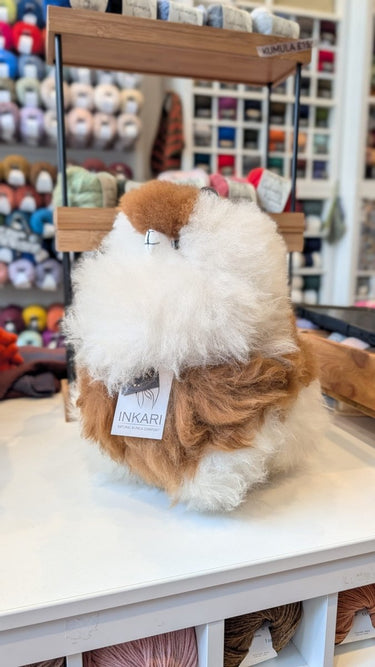 Inkari Stuffed Alpaca Animals in Medium 35cm Natural Macchiato (73) option at Knit With Me yarn shop
