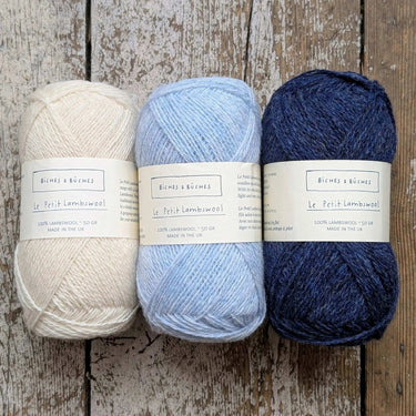 Biches & Bûches | Isla Shawl Kit | Le Petit Lambswool, Kit Name: Sailor, Knit the Isla Shawl with Le Petit Lambswool. This fun kit makes 2–3 kerchiefs & includes yarn + pattern—perfect UK knitting gift project., Knit With Me