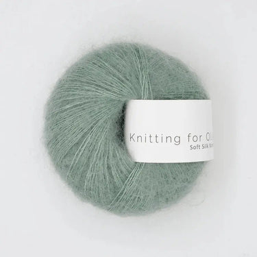 Knitting For Olive Soft Silk Mohair yarn ball in mint green, featuring luxurious Kid Mohair and Mulberry silk blend, sourced from South Africa.