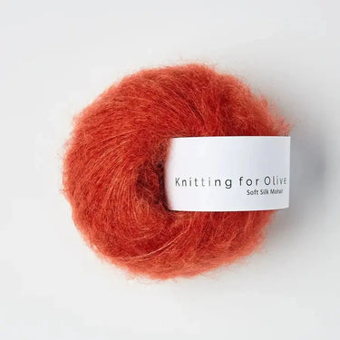 Knitting For Olive | Soft Silk Mohair, colour: Pomegranate, A luxurious mohair yarn blend. Finest Kid Mohair and Mulberry silk fingering yarn. This yarn is incredible held double or with Knitting For Olive Merino, Knit With Me
