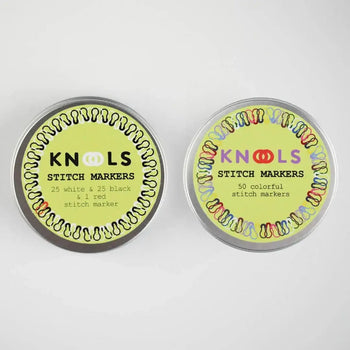 Knools Stitch Markers in tinplate boxes, 50 colorful stitch markers for knitting